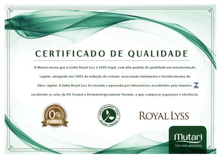 Certificado de qualidade da Progressiva Royal Lyss