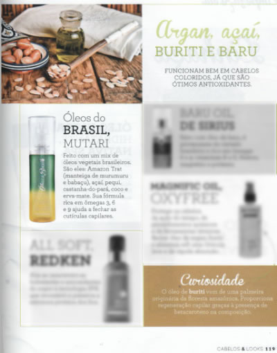 Óleos do Brasil é indicado na Revista Cabelos e Looks
